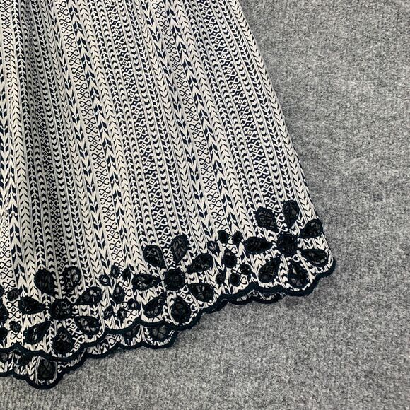 Joie Skirt Womens 10 White Navy Brixerly Linen Blend Eyelet Hem Button Front - Picture 4 of 11